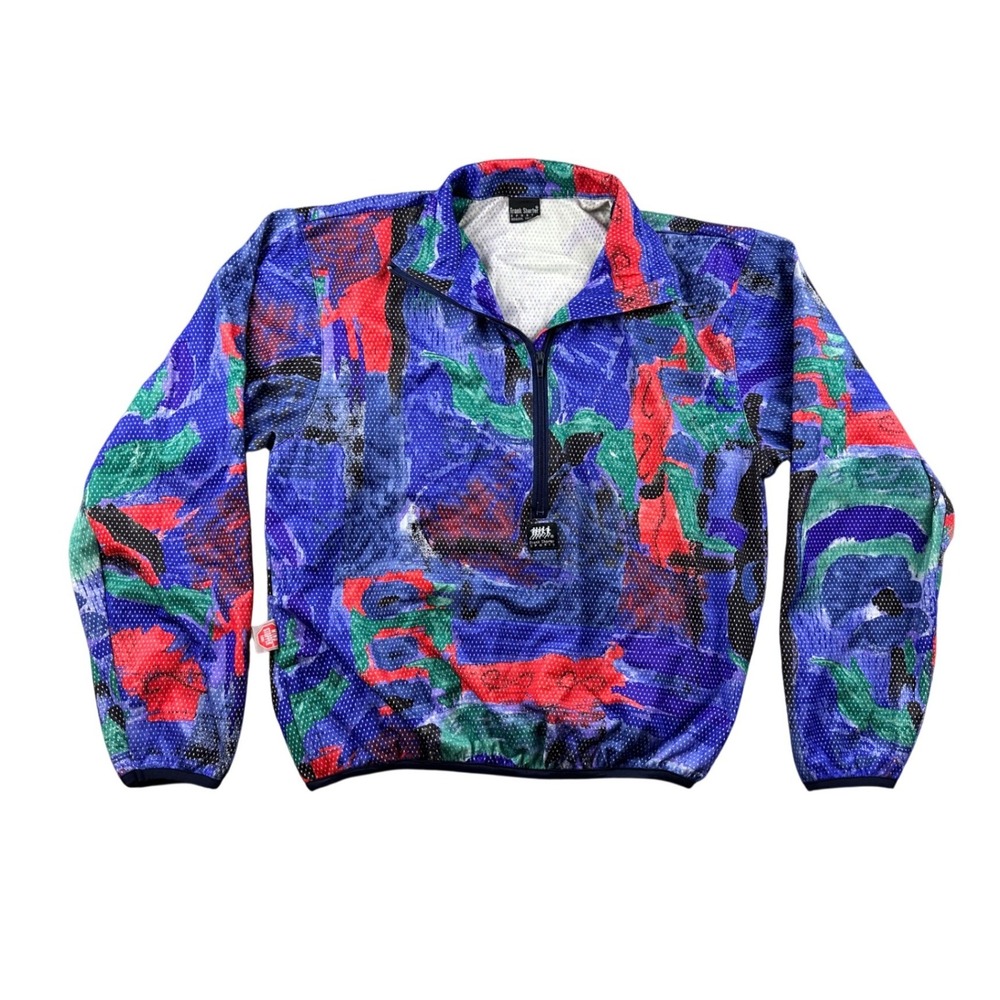 Vintage Frank Shorter Sports Windbreaker Men L Multi Color Gore Pullover 90s Ski